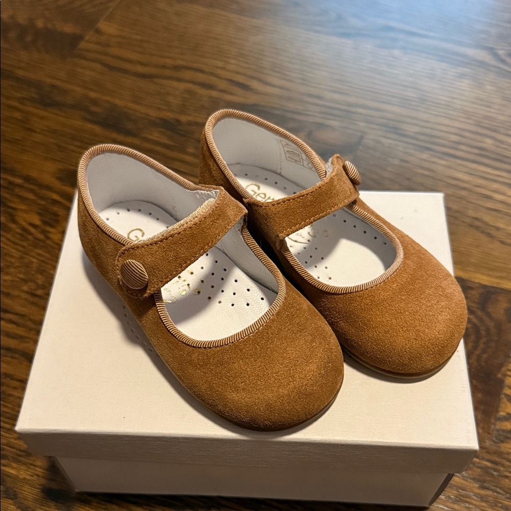 Charming Suede Tan Kids Dress Shoes Mary Jane